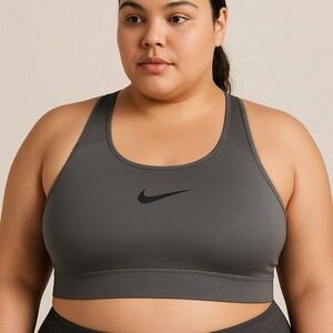Nike Dri-FIT Gray Sports Bra Size 2X Plus Racerback